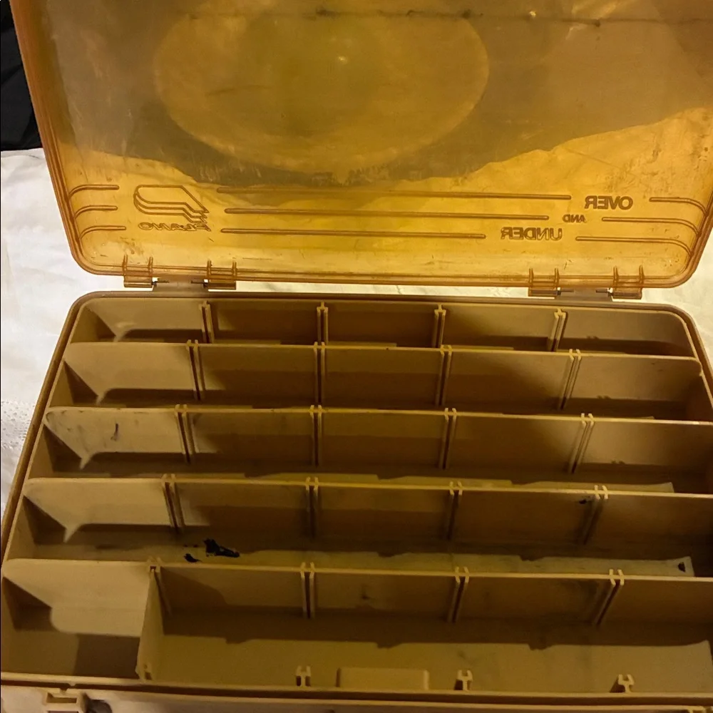 Plano Over/Under Fishing Lure/Sewing Box Amber and Gold Storage Organizer Box